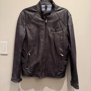 Massimo Dutti Dark Gray Leather Jacket Size M